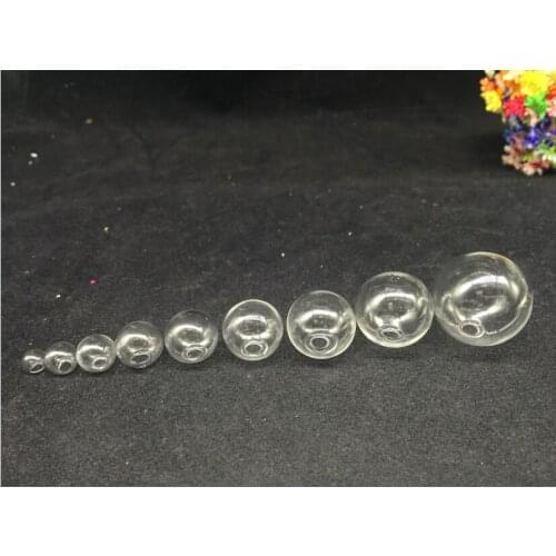 9pieces/lot 6mm - 25mm mixed round ball glass globe with one hole vial pendant jewelry findings glass bottle locket accessories