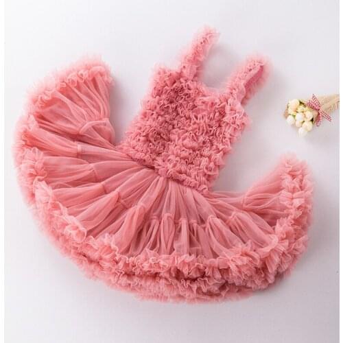 Baby Girls Tutu Ballet Dress Spaghetti Strap Toddler Girls Princess Dresses Kids First Birthday Cake Smash Outfits Ball Gown 3t