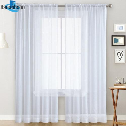 European Style White Tulle Curtains for Window Sheer for Living Room Bedroom Modern Voile in Kitchen Window Treatments Custom