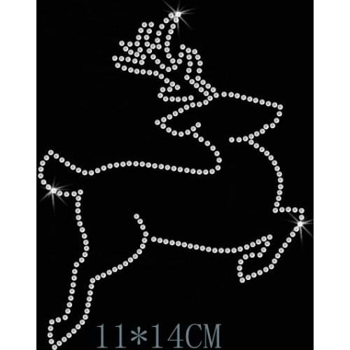 Free shipping rhinestones transfers motif iron on in little deer outline image for holidays
