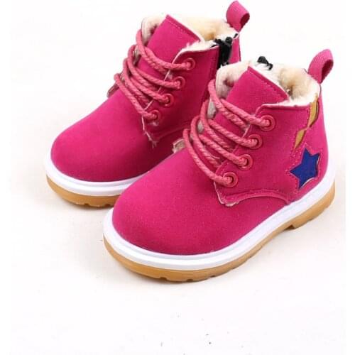 Cotton Leather Shoes Warm Girls Ankle Boots Kids Princess Shoes Size 21-30 Winter Autumn Fashion Warm Children Boots B92