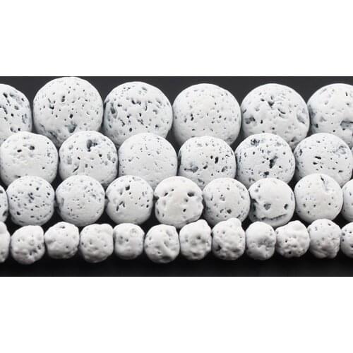 4/6/8/10mm Natural White Hematite Volcanic Stone Beads with Nano-tech Rubber for Jewellery Making Fashion Bracelet 15