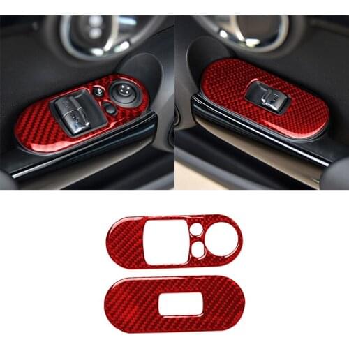 Carbon Fiber Window Control Button Panel Decorative Cover For Mini Cooper S F56 Interior Accessories