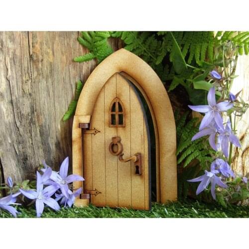 3D Wooden Fairy Mini Door DIY Assembly Kit Simulation Door Craft Miniature Garden Decoration Vintage Elf Door Gifts 2021 New