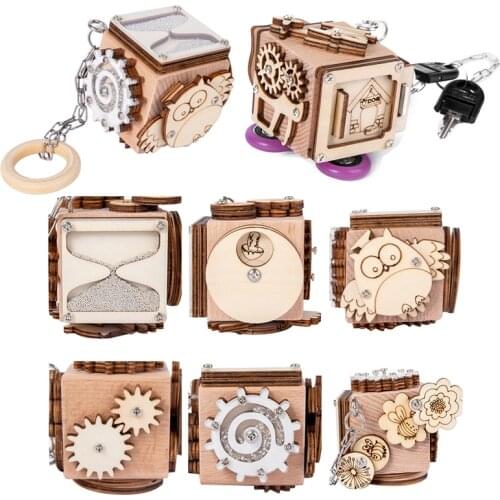 Wooden Toys for Children Busy Cube Hands Ability Training LockBox Early Learning Busyboard Cube Baby Montessori Educational Toys
