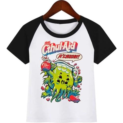 Kids Cartoon O-Neck T-Shirt Cthulhu Tees Summer Tops Children Girl T-Shirt Boy/Girls Clothing