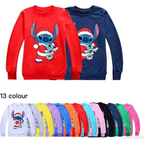 Disney Stitch childrens round neck sweater childrens spring autumn cotton clothes boys and girls