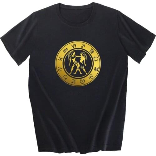 Cotton Summer Mens T-shirts Constellation Printed Men Women T-shirt12 Horoscope Zodiac Aries Taurus Virgo Casual Tops Tees