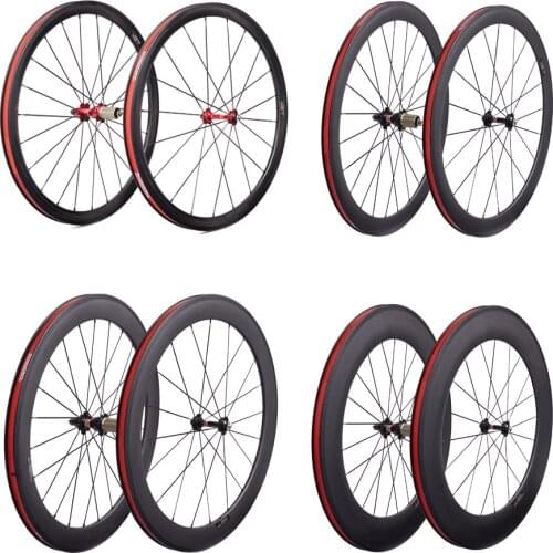 25mm width Road Bike Full Carbon Wheels 24/38/50/60/88mm Tubular Clincher 700C Bicycle Wheelset with Novatec A271SB F372SB hub