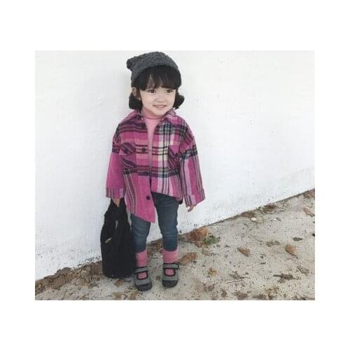 Korean Fashion Baby Girl Shirt Kids Cotton Plaid Tee Shirt Baby Girl Tops Children Long Sleeve Blouse Toddler Girl Casual Coat