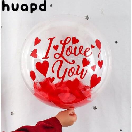 Red I love you Stickers with 24 inch no Wrinkles Transparent PVC Bubble Balloon Set Wedding Valentines Day Helium Globos