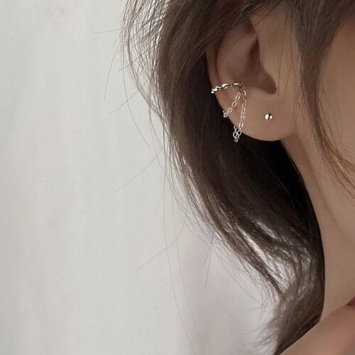 Luckydays New 2021 Punk Rock Chain Tassel Clip Earrings For Women Fake Piercing Earbone Ear Cuff Jewelry Gifts