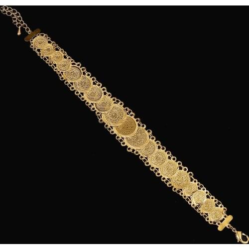 Trendy Bridal Wedding Coin Bracelet Gold Color Arab Middle East Egypt Jewelry