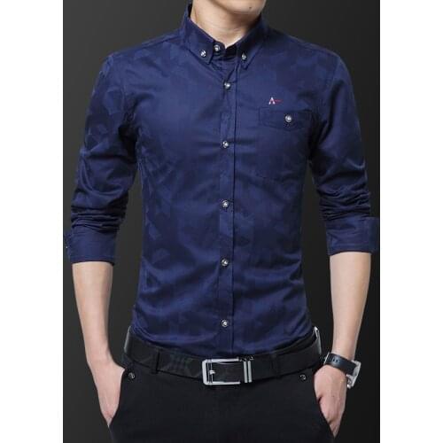 2020 aramy camisa mens cotton printed business shirt slim fit social shirt Embroidered brand high-quality shirts
