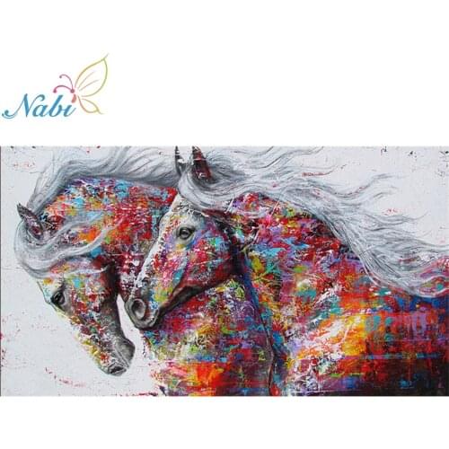 Nabi Diamond Painting Horse Kits Handmade Needlework DIY Diamond Embroidery Animal Mosaic Rhinestone Picture