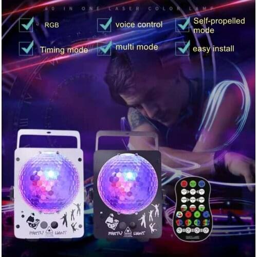 New Cheap 60 Pattern Sound Activated Disco Ball Party Lights Laser Light 18W RGB LED Lights For Christmas Home KTV Wedding Show