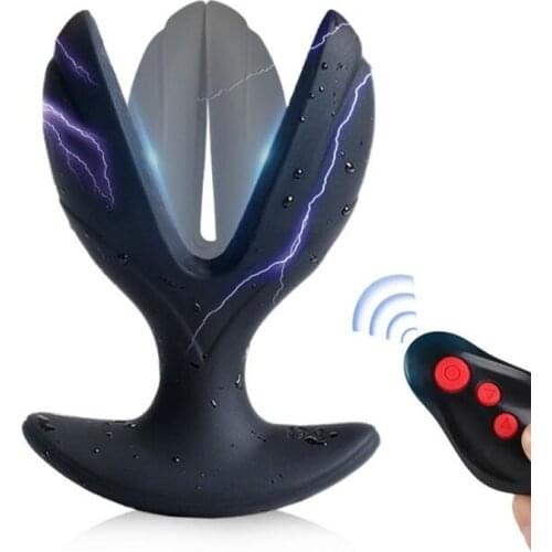 New Wireless Control Electric Shock Anus Dilator Butt Plug Dual Motors Vibrator Anal Expansion Erotic SM Sex Toys For Men Women