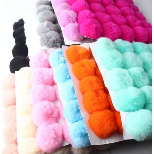 8Cm Solid Rex Rabbit Fur Ball for Keychain Bag Hat and Scarf Diy Handmade Material Wholesale Retail Color Support Mixed 1Pcs