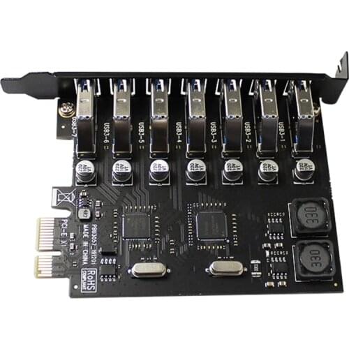 LX0B USB 3.0 PCI-E Expansion Card PCI-E X1 to External 7 Ports USB 3.0 Adapter External Controller Multiplier Card for PC