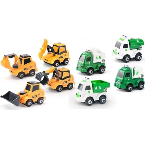 DIY Sanitation Vehicle Take Apart Construction Vehicles Toys Children Screw Boy Tool for 3 4 5 Age Kids