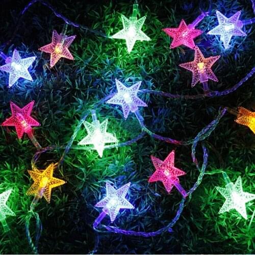 Star LED Light String Twinkle Garlands Battery Powered 1.2m 3m Christmas Lamp Holiday Party Wedding Decorative Fairy Lights