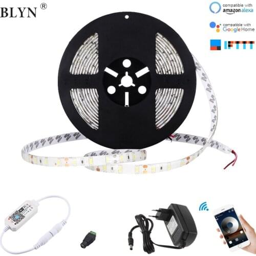 5M 10M 5630 LED Strip Dimmable Warm White Sunlight White LED Strips Waterproof Diode Tape With WIFI Smart Dimmer 12V Adapter