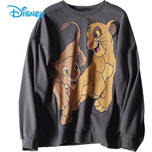 Disney Sweatshirt Women Cartoon The Lion King Simba Nala Pullover Vintage Harajuku Streetwear Female Casual Loose Tops Femme