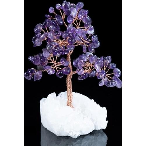 Office Feng Shui Bonsai Style Mini Crystal Money Tree Good Luck Living Room Birthday For Wealth Colorful Home Table Decoration
