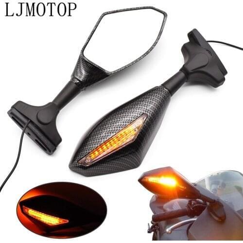 Universal Motorcycle Side Mirrors LED Turn Signal Integrated Mirrors For Honda CBR600F Hornet 250 CB 599 600 CBR600 F2,F3,F4,F4i