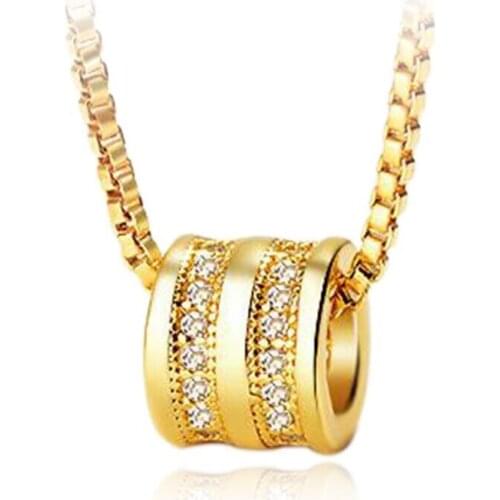 Korean Little Waist Transfer Zircon Bead Pendant for Women 14K Gold Necklace Pendants without Chain Jewelry Birthday Gift Female