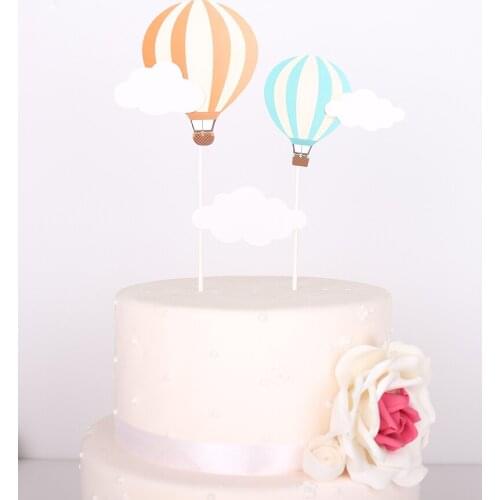 Clouds hot air balloon Cupcake Topper Princess Castle Carriage Princess Clouds Birthday Baby Shower First Birthday