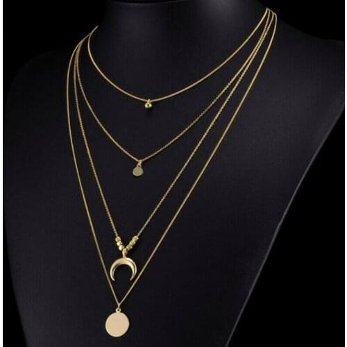 Boho Women Multi-layer Long Chain Pendant Crystal Choker Necklace Jewelry Gift