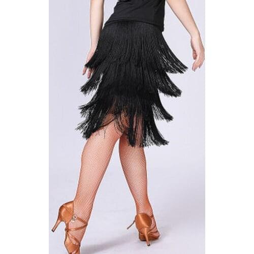 2021 New Sexy Tassel Latin Dance Skirt For Women Practice Ballroom Latin Salsa Samba Rumba Cha Cha Dance Wear Short Skirt