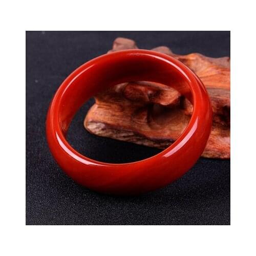 Zheru Jewelry Natural Agate Chalcedony Red 54-64mm Bracelet Elegant Princess Jewelry Best Gift for Mother and Girlfriend