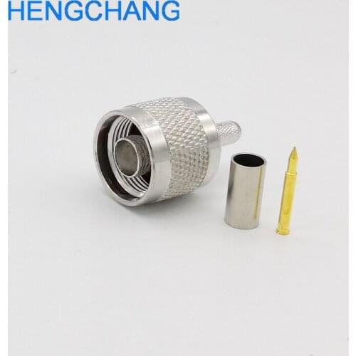 10pcs N type RF Coaxial Connector 50-3 N-Type Male Connector Crimp for RG58 RG142 RG400 LMR195 cable free shipping