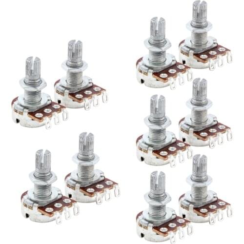 10Pcs/Lot A500k Long Split Shaft 18mm ELectric Bass Guitar Volume Tone Pots Audio Tone Switch Potentiometer High Quality