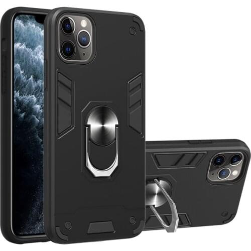 100pcs/lot Hybrid Armor 2 in 1 TPU+PC Back Phone Case For iPhone 11 Pro Max XR XS Max 7 8 6 6S Plus SE 2 With Car Ring Bracket