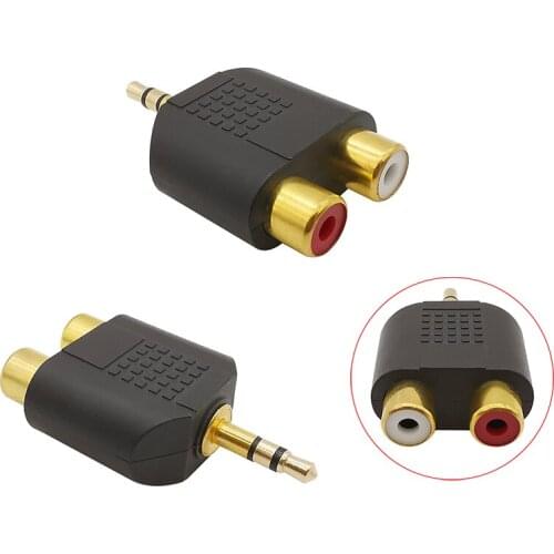 2Pcs/Lot 3.5mm Stereo M/F Male Jack Plug To 2 RCA Female Splitter Adapter Connector Stereo Male To 2X RCA Female Jack Adapter