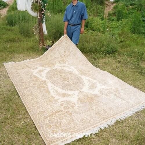 6'x9' Traditional Nain Handmade Persian Silk Carpet White Oriental Nepali Rug (SL143A)