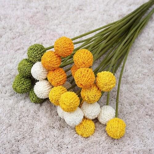 7 Heads Claire Golden Ball bouquet new house decoration artificcial flowers for home party decor flores decorativas fake plants