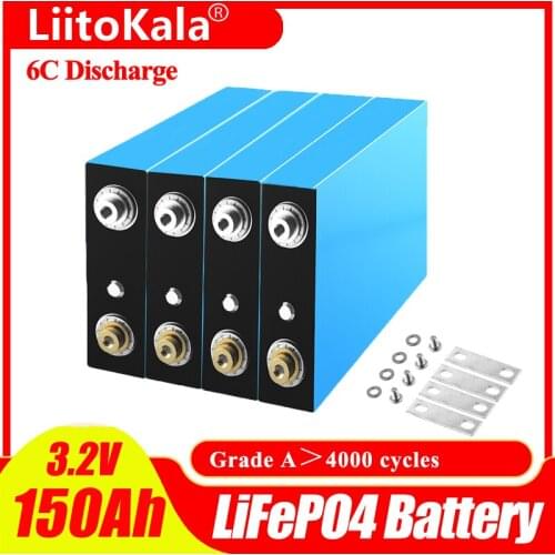 LiitoKala 3.2V 150Ah Lifepo4 Battery super grade A DIY 12V 24V 48V 130ah Rechargeable Battery Pack for RV Solar Storage System