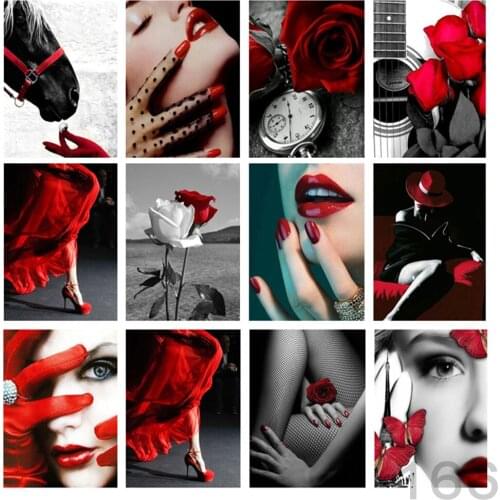 5d Diy Diamond Painting Sexy Female Red Lips Diamond Embroidery Cross Stitch Needlework Diamond Mosaic Home Decoration