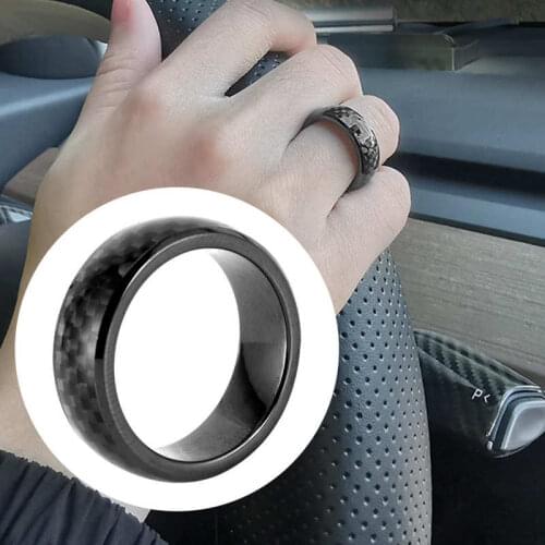 Car Smart Finger Key Ring with Box for Tesla Model 3 / X / S / Y All Year Carbon Fiber auto accessories Key Card Key Fob