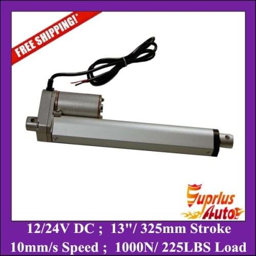 Free Shipping 13inch=325mm stroke micro linear actuator 12v with 225LBS/ 1000N Force electric linear actuator