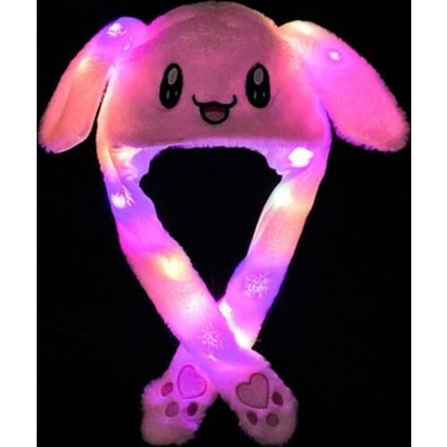 Free Shippinp Girls Rabbit Ear Moving Hat Children Women Warmer Plush Caps Kid Cute Bunny Earflap Hats Will Shine Photo Supplies