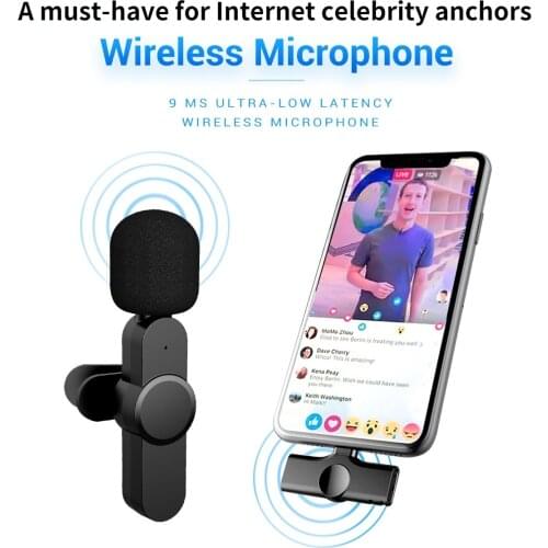 Net Red Draadloze Microfoon 2.4Ghz Mini Lavalier Mic Ruisonderdrukking Interview Microfoon Voor Ios Voor Type-C Smartphone Opnam