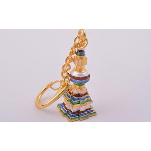 New Feng Shui Bejewelled Kalachakra Stupa Keychain-Wealth Luck & Protection W1114