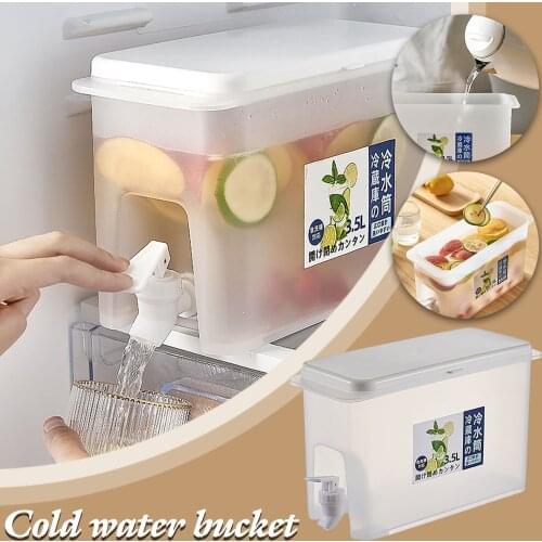 Cold Water Bottle With Faucet Lemonade Bucket Ice Fruit Water Box Large-capacity Durable Clear Container Kitchen Accessories