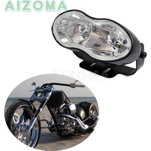 Cafe Racer Motorcycle Wave Headlight 12V/55W Double Twin Headlamp For Harley Sportster Cruisers Chopper Custom H3 Blub Lights