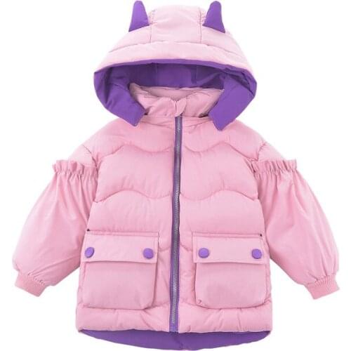 2021 Winter Parkas Kids Jackets for Girls Boys Warm Thick Cotton Cartoon Wing Childrens Coat Baby Outerwear Infant Overcoat